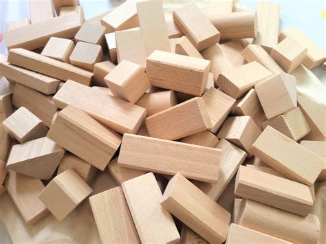 Hand Crafted Natural Wooden Building Blocks, Suitable for 18 months plus