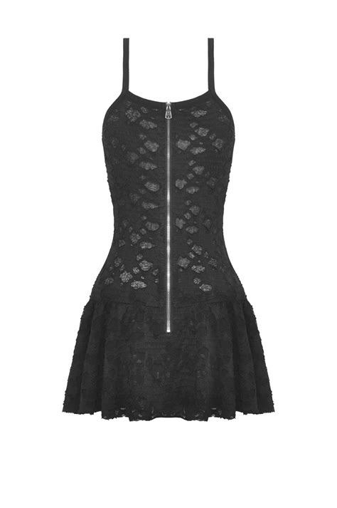 Black Gothic Dress with White Cross and Webbed Details