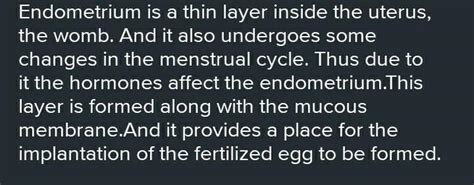 endometrium function - Brainly.in