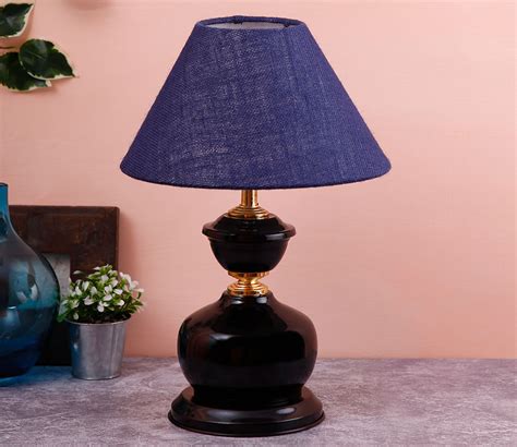 Buy Jute Metal Table Lamp with Black Base (Blue) at 36% OFF Online | Wooden Street