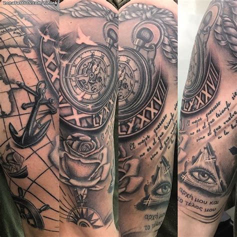 Tattoo of Clocks, Maps, Roses