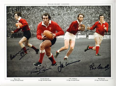 Signed JPR Williams Gareth Edwards Phil Bennett Barry John Wales Rugby ...