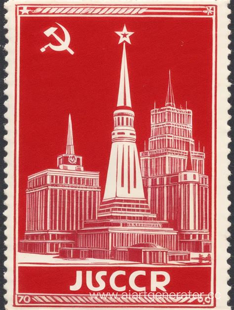 Iconic Soviet Union Flag Flying Over Urban Landscape | AI Art Generator