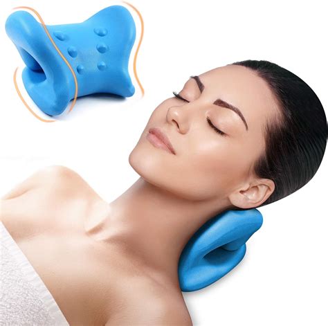 Amazon.com: Neck and Shoulder Relaxer,Cervical Neck Traction Device,Portable Chiropractic Pillow ...