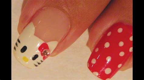 Hello kitty nail art tutorial - YouTube