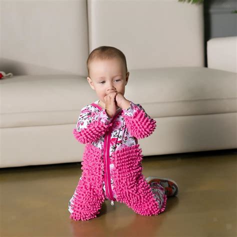 Baby Mop Romper For Unisex Clothes Crawling Jumpsuit Cleaning Mop Suit ...