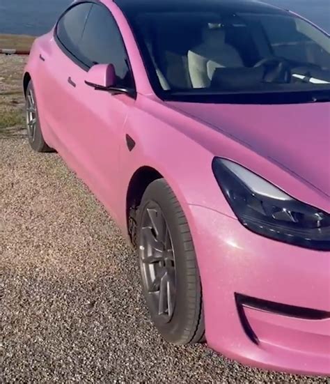 White Tesla Model 3 Gets Barbie-fied, Now Wears Pink Glitter Wrap - autoevolution