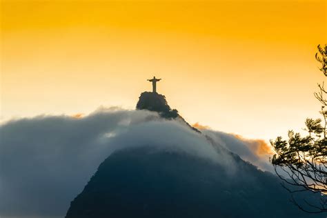 Sunset and dusk over the Christ Statue in Rio De Janeiro, Brazil image - Free stock photo ...