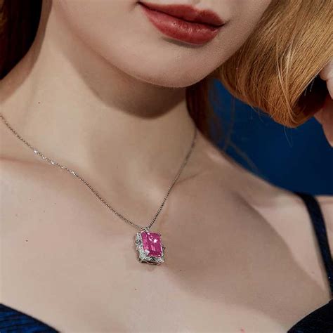 Charming Pink Sapphire With Diamond 18K Gold Necklace - Kingoldart Jewelry