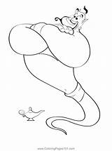 Aladdin Genie With His Lamp Coloring Page For Kids  Free sketch template