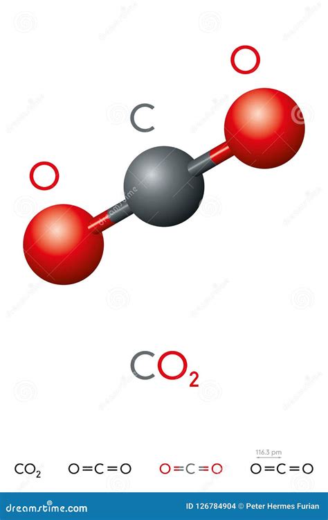 Dióxido De Carbono, CO2, Modelo De La Molécula Y Fórmula Química ...