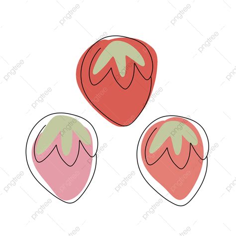 Drawing Strawberries PNG Picture, Cute Strawberry Line Art Drawing, Continuous Line Drawing ...