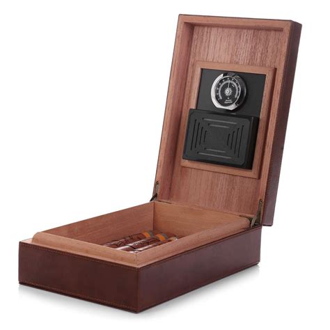 Buy Cedar Cigar Humidor, Leather Surface Handmade Real Solid Spanish Cedar Wood Lined Cigar ...