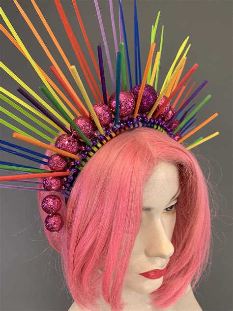 Rainbow Zip Tie Halo Headdress | Headpiece diy, Festival headpiece ...