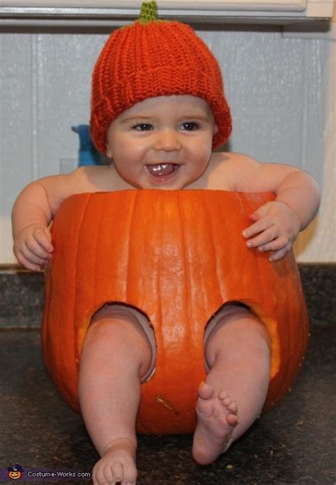 No-Sew DIY Costumes - Pumpkin Baby - Costume Works | Baby halloween costumes for boys, Baby ...