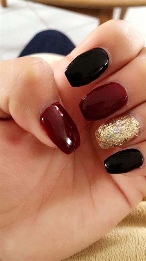 Red Black And Gold Nails