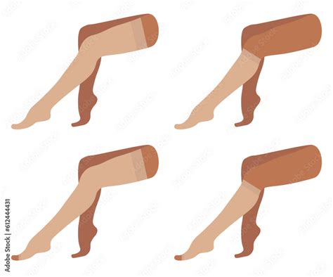 Set of compression stockings, knee-high, socks, toe. Nude, beige color ...