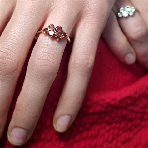 Cluster Ring Garnet, Silver/gold, Garnet Ring, Statement Ring, Engagement Ring, Red Gemstone ...