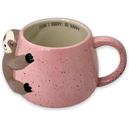 Amazon.com: Lily's Home Hang In There Lazy Sloth 3D Animal Mug. Ceramic ...