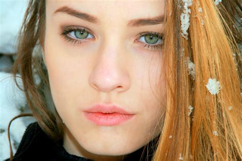 Free Images : snow, winter, girl, model, blonde, facial expression, lip ...