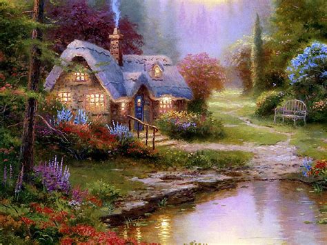 Fairy Tale Cottage - Dreamy Cottages Paintings by Thomas Kinkade 27 - Wallcoo.net