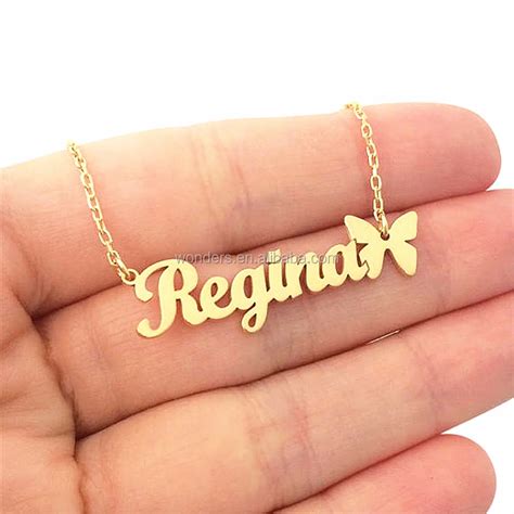 Custom Name Plate Necklace Gold Plated Logo Jewelry Stainless Steel ...