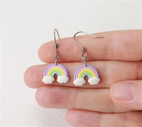 Kawaii Rainbow Cloud Earrings Kawaii cute stud Earrings | Etsy in 2020 ...