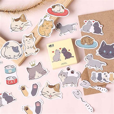 Buy Doraking Small Size Laptop Stickers Decals, 45pcs Boxed DIY Decoration Super Cute Cats ...