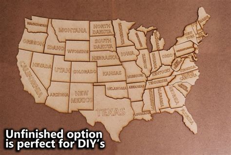USA 50 States Map DIY Project Wooden United States of - Etsy