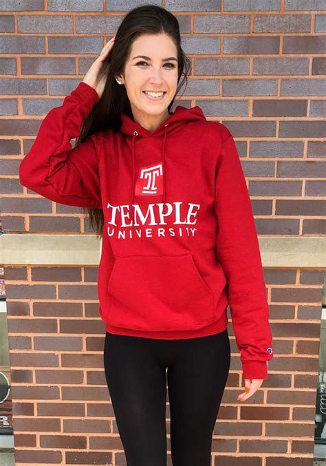 Champion Temple Owls Arch Mascot Hoodie - Cardinal | Long sleeve hoodie ...