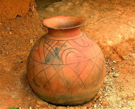 brown pot, west african jar, container, primitive, clay, antique, handmade, pottery, old, craft ...