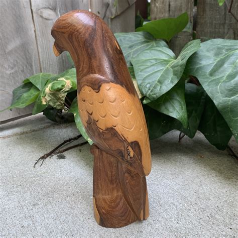 Vintage hand carved wooden bird parrot wood carved bird | Etsy