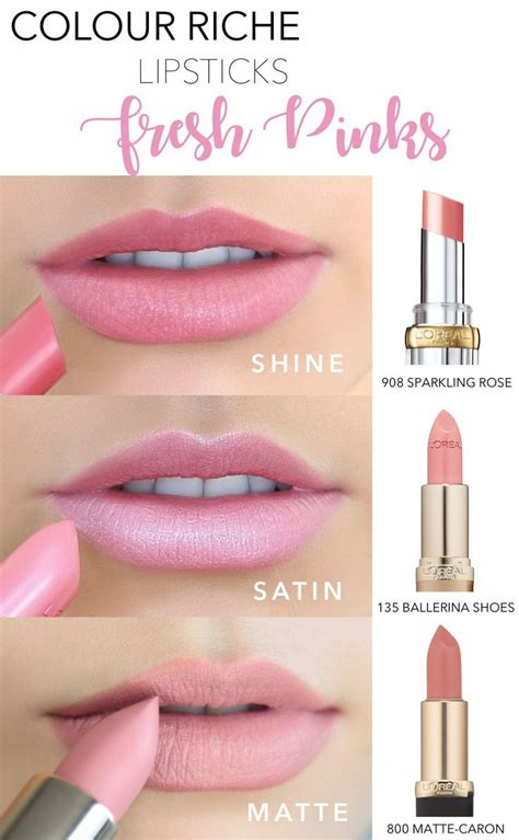 Fresh pink lip shades for Summer featuring L'Oreal Colour Riche: Colour Riche Shine in 908 ...