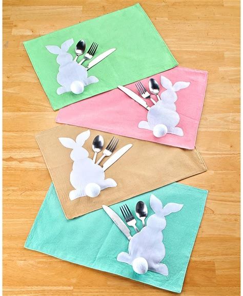 Easter Bunny Cottontail Table Top Decor Runner Place Mats Napkin Rings & Bags | Easter placemats ...