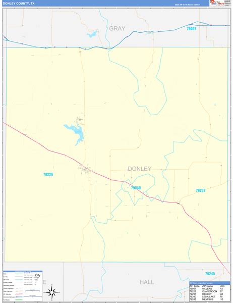 Donley County, TX Zip Code Wall Map Basic Style by MarketMAPS - MapSales