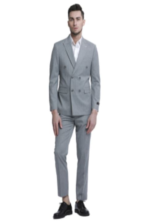 Tazio Men's Outfit: Light Pinstripe Skinny Fit 2-Piece Suit