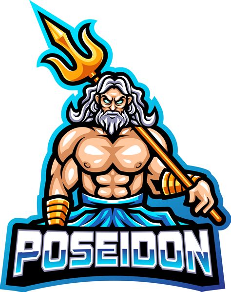 Poseidon esport mascot logo design with trident weapon By Visink ...