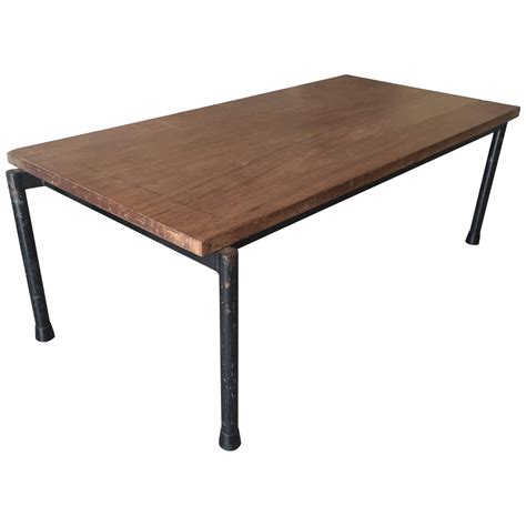 Industrial Wood Top Coffee Table For Sale at 1stDibs | world market coffee table wheels ...