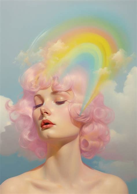 Clsoe pale rainbow portrait painting | Premium Photo Illustration - rawpixel