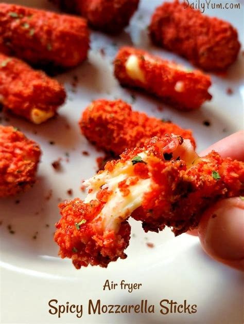 Air Fryer Spicy Mozzarella sticks - Daily Yum