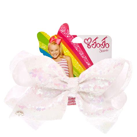 JoJo Siwa™ Large White Sequin Signature Bow | Claire's US