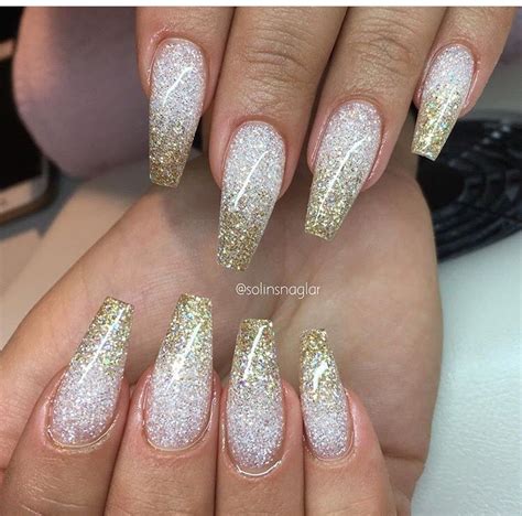 Gold and Silver Ombre Glitter Nails