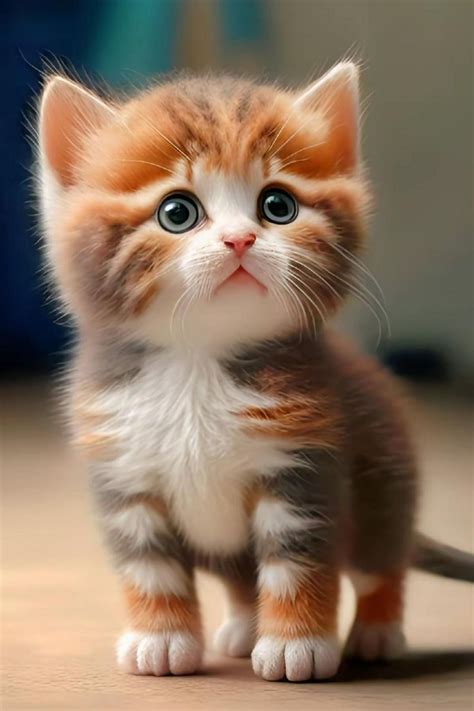 Cutie pie cat sitting on wooden floor