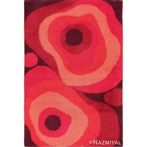 Nazmiyal Collection Red Vintage Scandinavian Swedish Rya Shag Rug | Wayfair