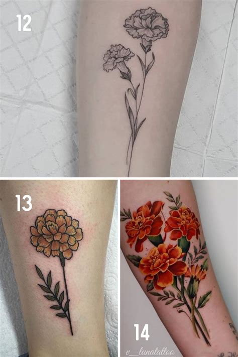 October Birth Flower Tattoo Ideas {Marigolds + Cosmos} - Tattoo Glee