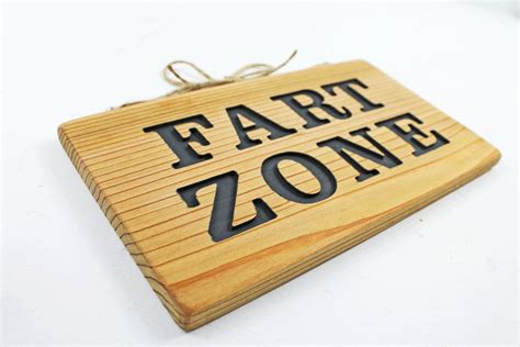 FART ZONE Hanging Sign Hand Routed Funny Cedar Wood Sign