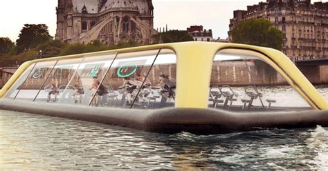 Floating Paris gym uses human energy to cruise down the Seine River