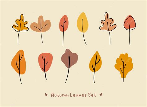 Premium Vector | Set of autumn leaves with boho style