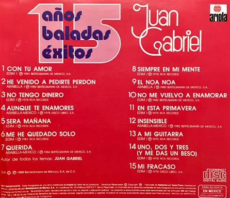 Cd Juan Gabriel 15 Años Baladas Exitos - $ 644.00 en Mercado Libre