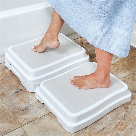 Support Plus Stackable Bath Safety Steps - Slip-Resistant Step Stool Platform for Bathroom and ...